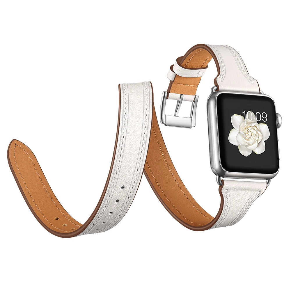 4 цвета элегантный 44 мм 40 мм двойной тур натуральная кожа ремешок для Apple Watch Series 4 3 2 1 Женский браслет кожаный ремешок