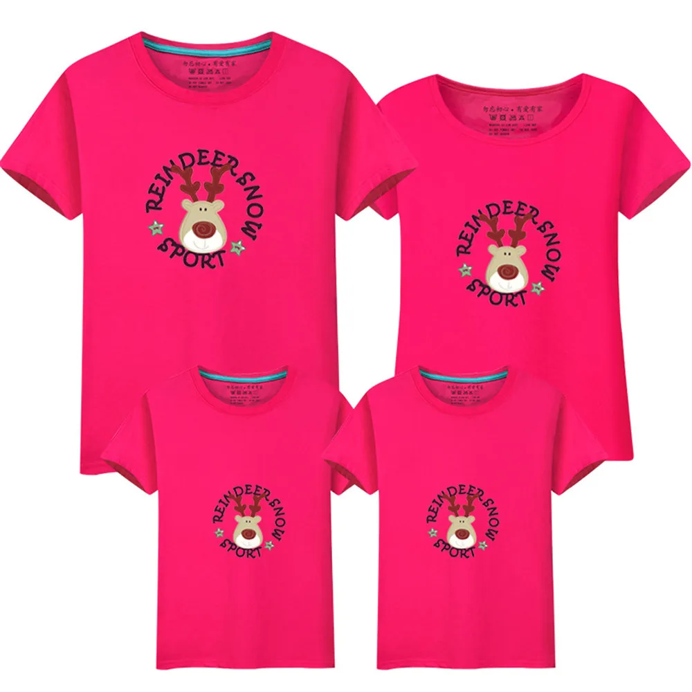 1 piece 95% Cotton T-shirts Sport Deer family clothing sets boyfriends girlfriend outfit matching T-shirt Large Size 5XL | Мать и ребенок
