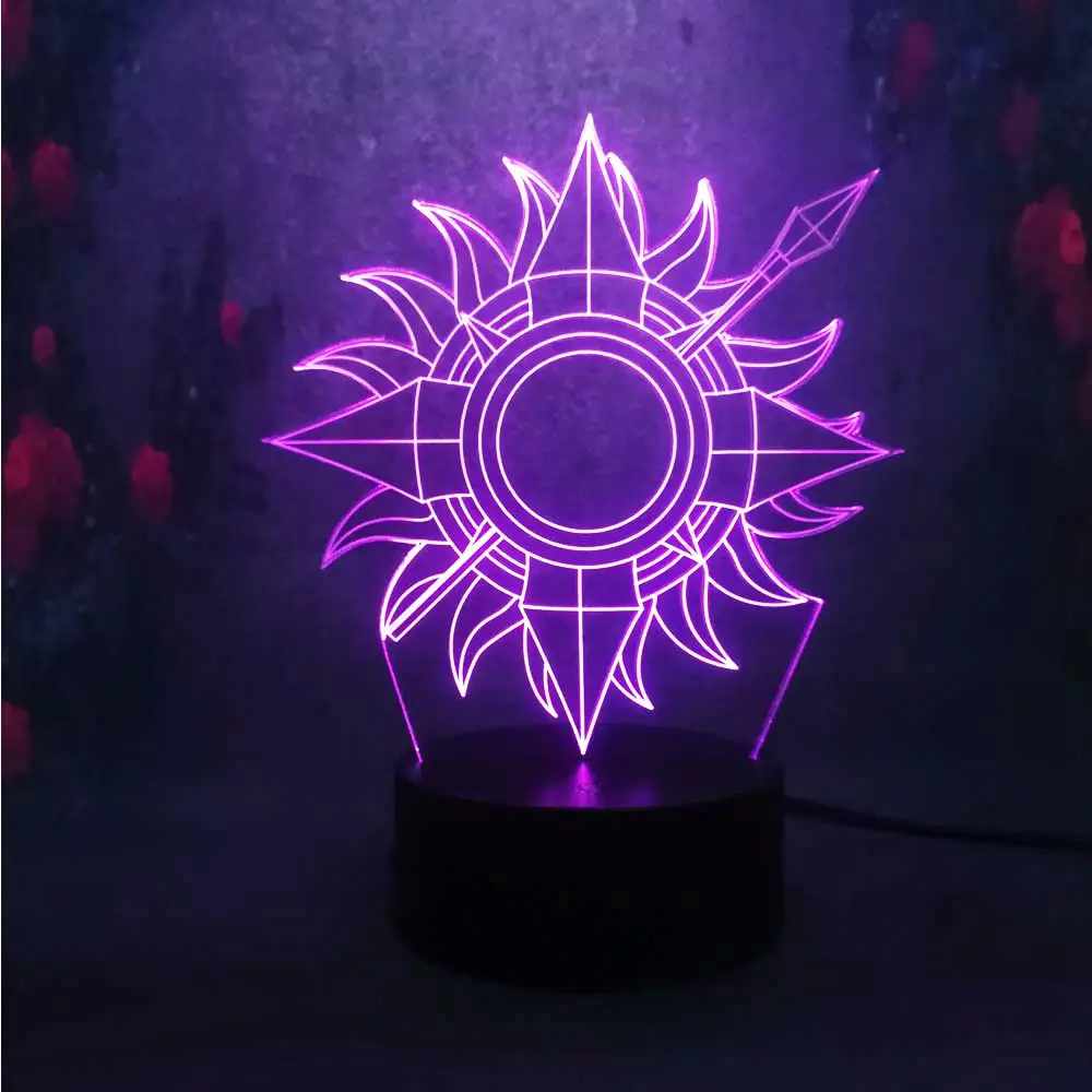 Новинка знак золотой пистолет пробежка через солнце 3D LED 7 цветов Chang лампа Игра