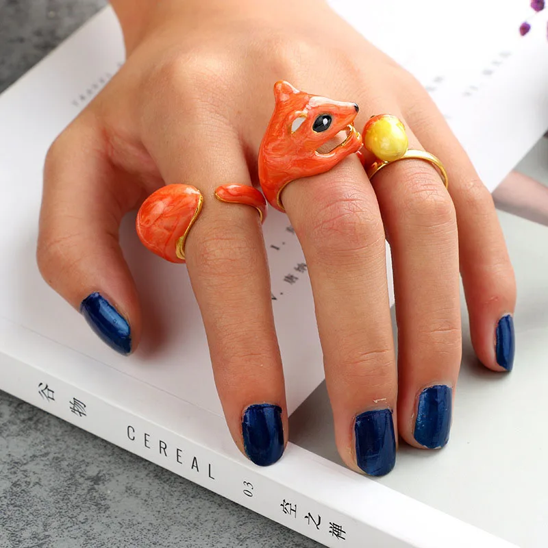 Мультфильм животных капающая белка Bijuterii 3 рис/сидячие Колечки bague lots sortijas ajustables