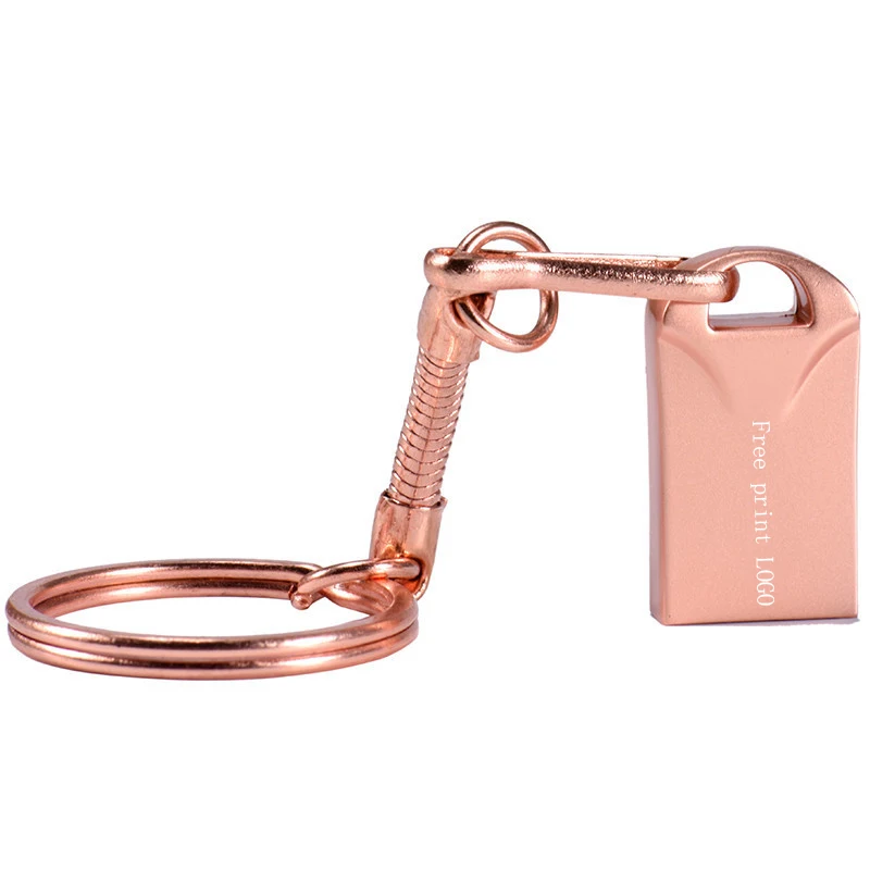 rose gold JASTER(5 бесплатных логотипов) USB 2,0 Горячая Новинка Водонепроницаемая металлическая карта памяти USB флеш-накопитель 4 ГБ 16 ГБ 32 ГБ 64 ГБ флеш-накопитель u диск - Цвет: rose gold