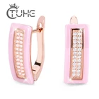 Женские керамические серьги, серьги-гвоздики U-образной формы из нержавеющей стали под розовое золото с кубическим цирконием, ювелирные изделия