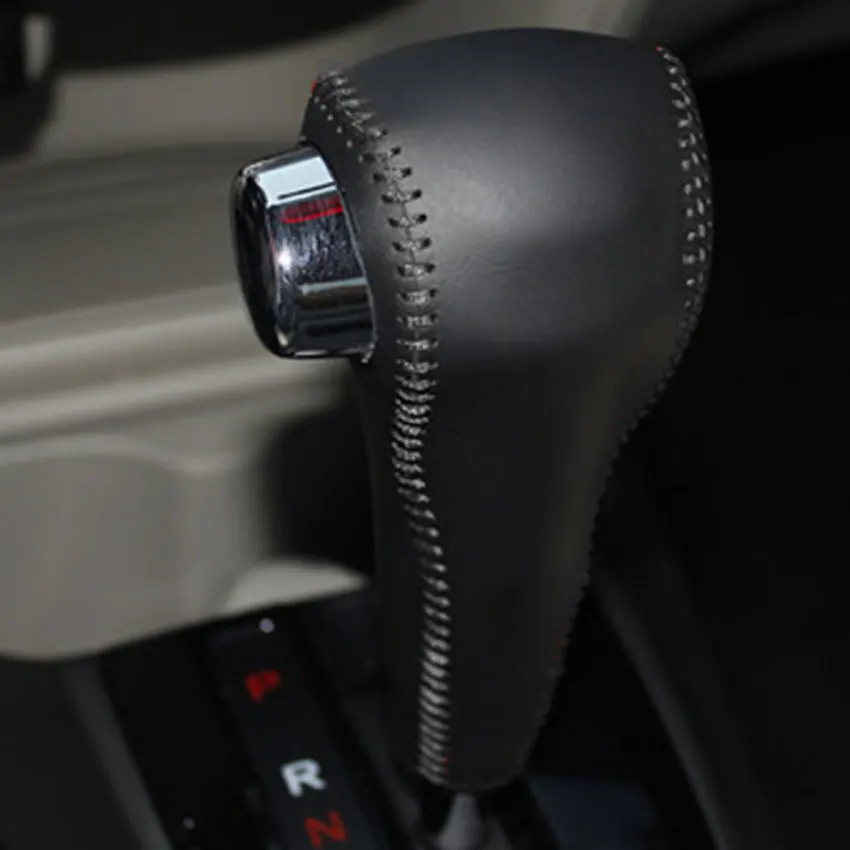 Black line Yuji-Hong автомобильный чехол для Honda CITY 2008-2012 автоматический рычаг переключения передач из натуральной кожи авто сшитый вручную чехол - Название цвета: Black line