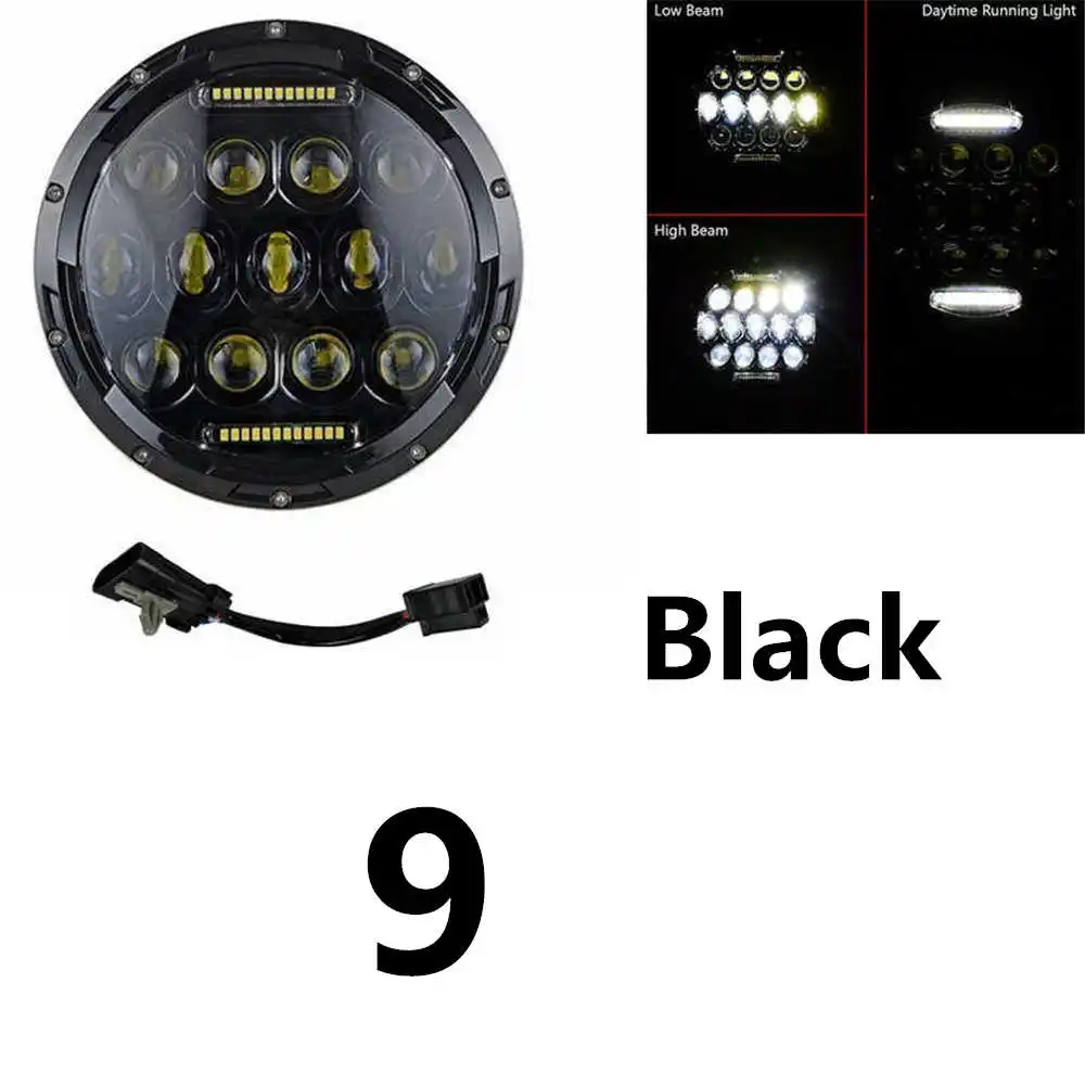 75w headlight Black 7-дюймовый круглый Hi/Lo фара дальнего света мотоцикла с DRL поворотным сигналом Halo для Harley Davidsion " светодиодный мото фары - Цвет: 75w headlight Black