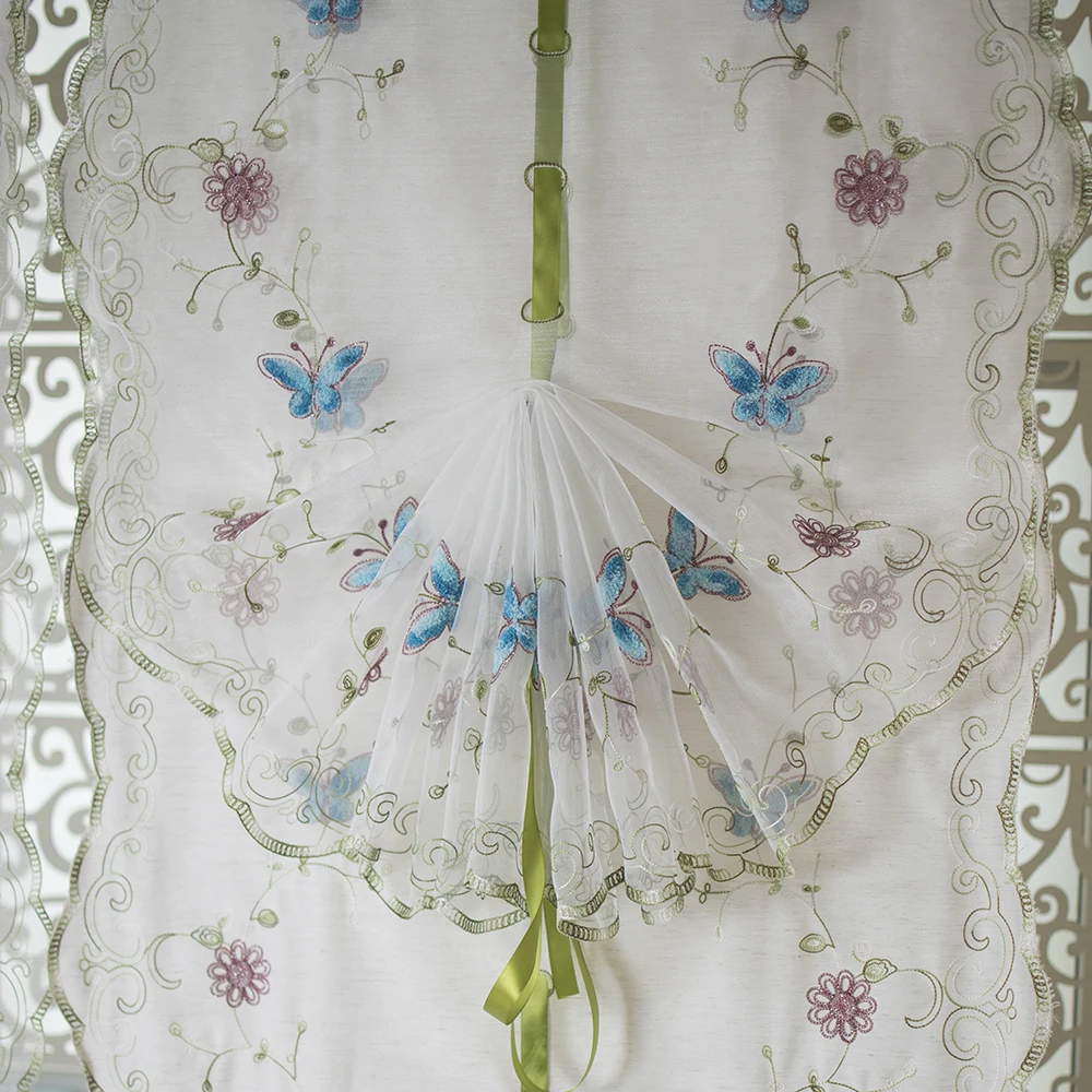 Узоры бабочки хлопковая ткань и органза шторы для спальни гостиной декоративные
