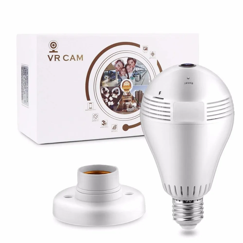 

1.3MP 960P Bulb Lamp Wireless IP Camera 360 degree Fisheye CCTV 3D VR Camera Home Security WiFi Camera Panoramic Mini Camera