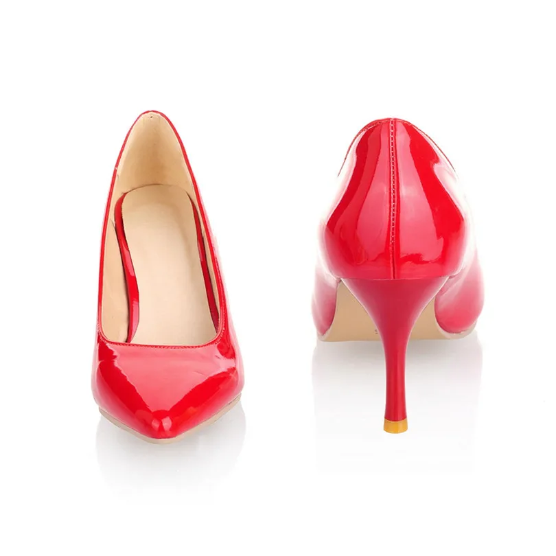 Женские туфли лодочки из лакированной кожи на тонком каблуке шпильке|womens pumps pointed