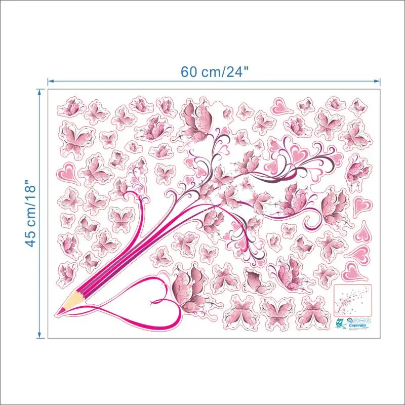 Креативные карандаши Летающие бабочки цветы ПВХ наклейки на стену для гостиной