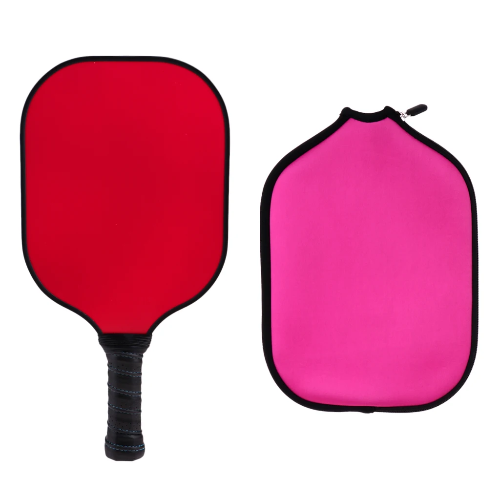 Red Pink Прочный углеродное волокно соты композитный ядро Pickleball Весло/ракетки и молнии Неопреновый Чехол защитный рукав-5 цветов - Цвет: Red Pink