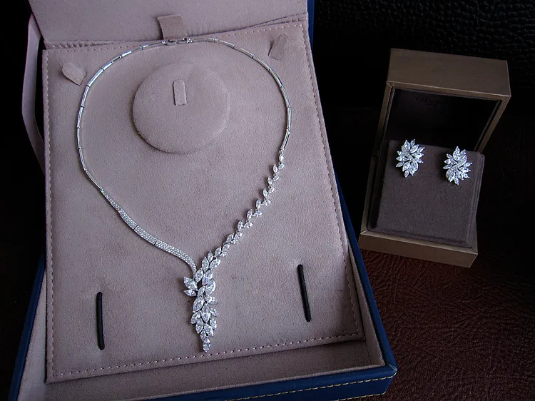 Мода AAA кубический цирконий Кристалл ожерелье и серьги ювелирный набор