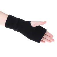 2020 black fashion unisex men women winter gloves soft warm mitten knitted fingerless solid black soft