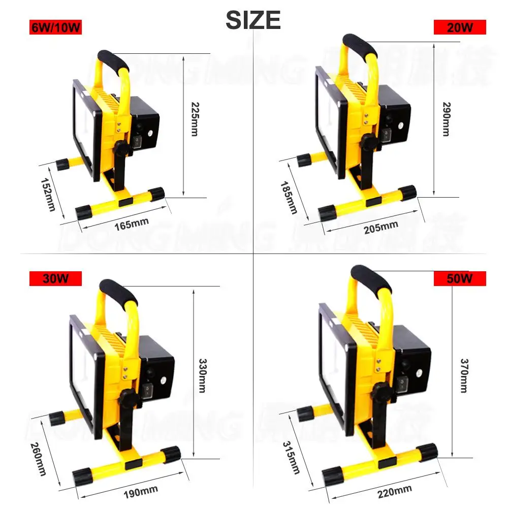 구매 Td6pcs/lot 충전식 Led 홍수 조명, 손으로 운반 10 W 홍수 빛 프로젝터 휴대용 Led 투광 조명 작업 램프 배터리
