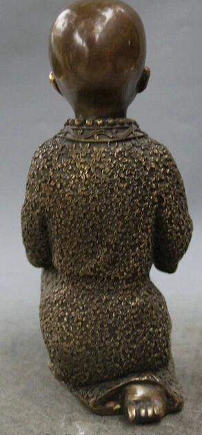 JP S0524 9 &quotКитайский буддистский Бронзовый Стенд Tong Zi мальчик монах shaveling