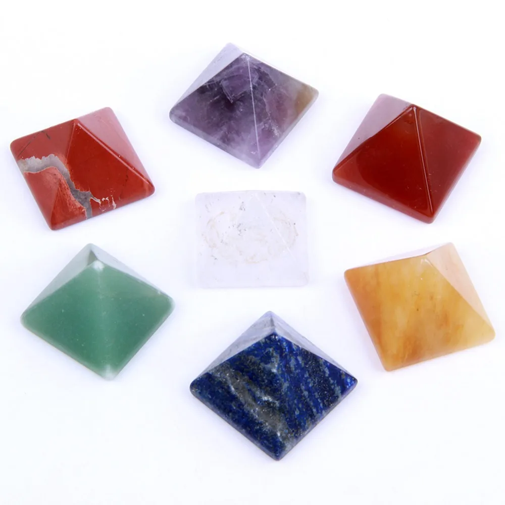 Яйе натуральный 7 Чакры камни резная Пирамида Статуя кристалл для исцеления чакр