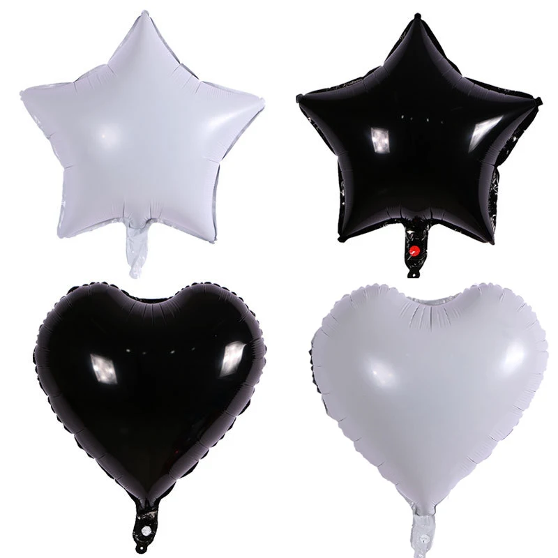 

50pcs /lot White Black Star Heart Balloons Wedding Birthday Party Decoration Balloon Foil Inflatable Globos Kids Toys