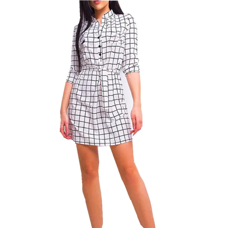 Женское свободное Повседневное платье с воротником стойкой элегантное дамское