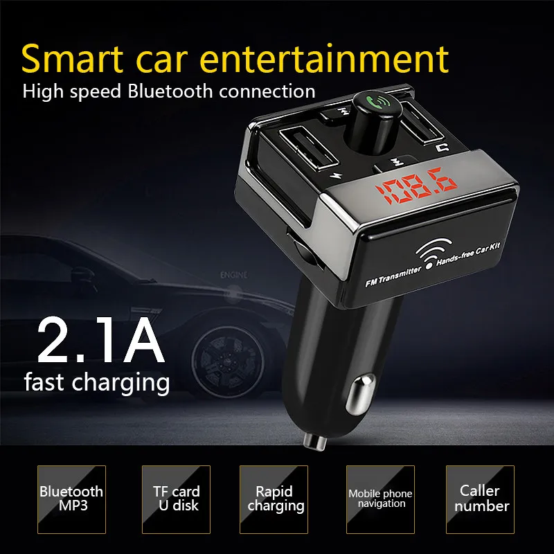 Автомобильный MP3 Bluetooth плеер двойной USB автомобильный FM передатчик поддержка