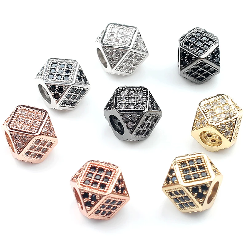 3 шт./лот многоугольные кристаллические очаровательные бусины из латуни и