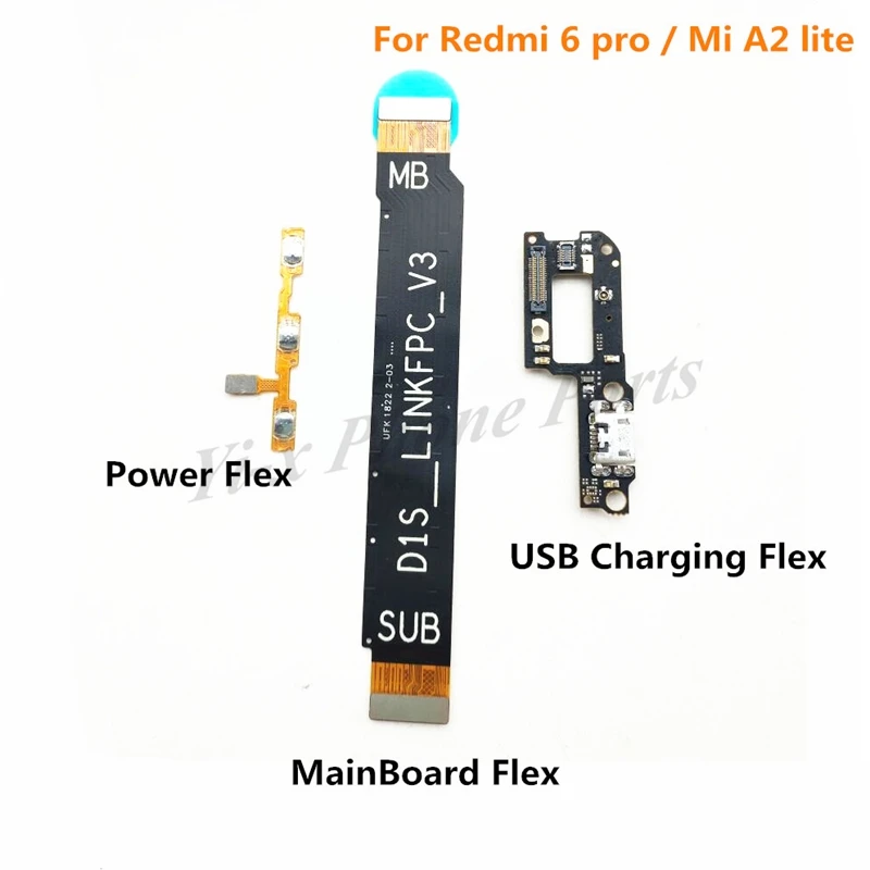 

Мощность громкость и зарядная Плата USB гибкий кабель и материнская плата Подключения гибкий кабель для Xiaomi Redmi 6 pro/Mi A2 Lite