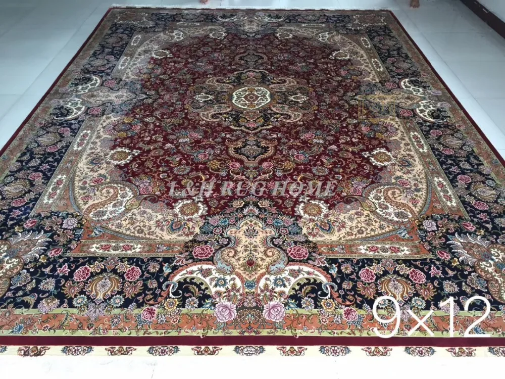 Goedkoop Gratis Verzending 9'X12 '230 Lijn Handgemaakte Zijde Oosterse Perzisch Tapijt Handgeknoopte Zijden Tapijt Voor Woondecoratie