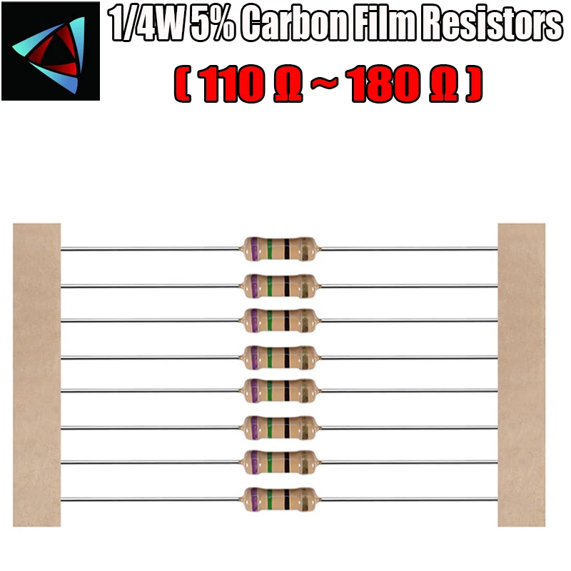 100 шт. 1/4 Вт 5% Резистор из углеродистой пленки 110 120 130 150 180 Ом|180 ohm|carbon film resistorsfilm