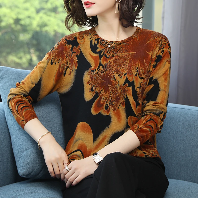 YISU Sweaters Women 2019 Spring Autumn Oil painting style printing Long Sleeves Fashion Pullovers soft | Женская одежда