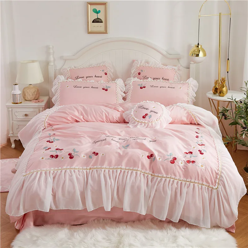 4 шт. комплект постельного белья из натурального хлопка с цветочным