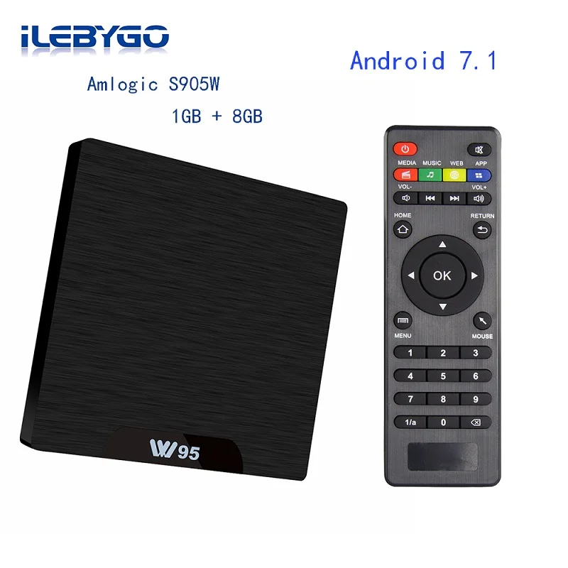 1GB 8GB Ilebygo W95 Android 7,1 ТВ приставка Amlogic S905W четырехъядерный 2 Гб 16B телеприставка 2,4G Wifi HD2.0 3D H.265 4K медиаплеер PK X96 mini - Цвет: 1GB 8GB
