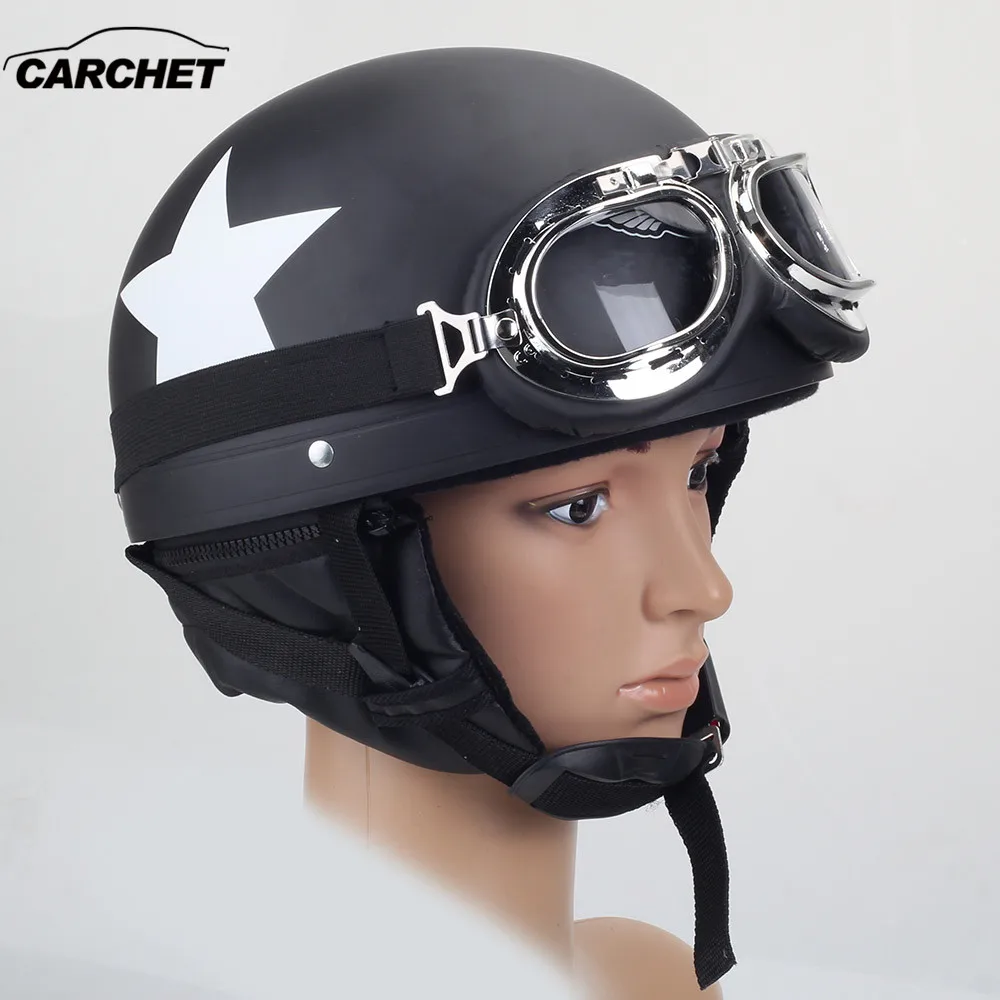 CARCHET 55-60 см мотоциклетный шлем с очками со съемным козырьком звездным узором