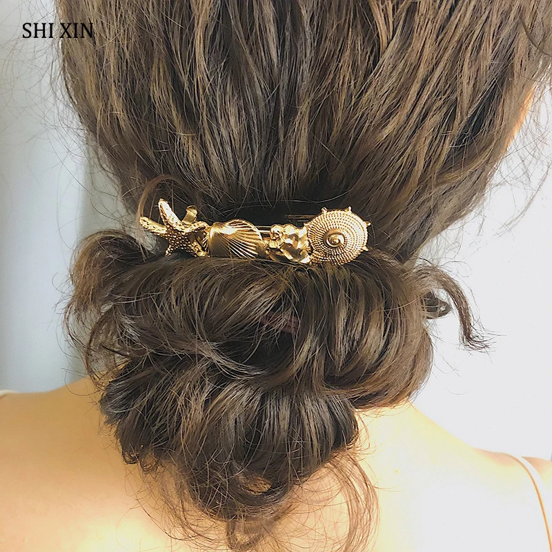 SHIXIN украшение для волос, краб для женщин, ракушка/гребешок/Морская звезда, краб, заколки для волос, аксессуары для волос, заколки для волос, подарок