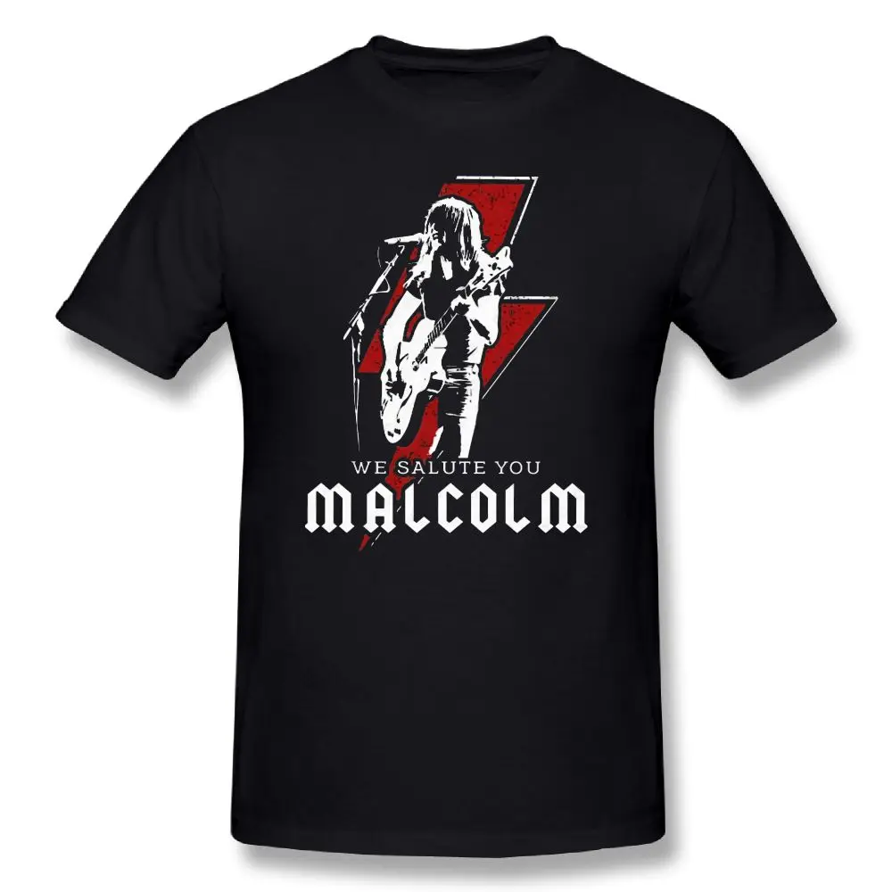 Ac Dc Футболка с принтом ACDC Malcolm Young Австралийский гитарист футболка Летняя хлопок футболки мужские повседневные футболки - Цвет: black