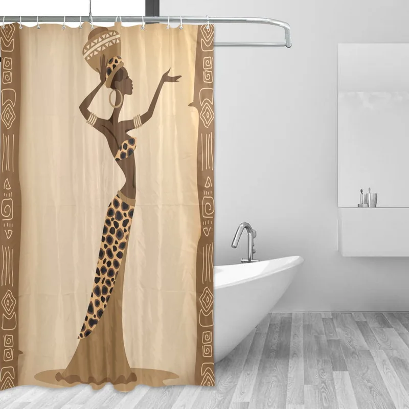Полиэфирная занавеска для ванной в африканском стиле Женская душа иллюстрация