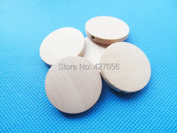 100 шт 40 мм необработанные толстые плоские круглые диски из натурального дерева