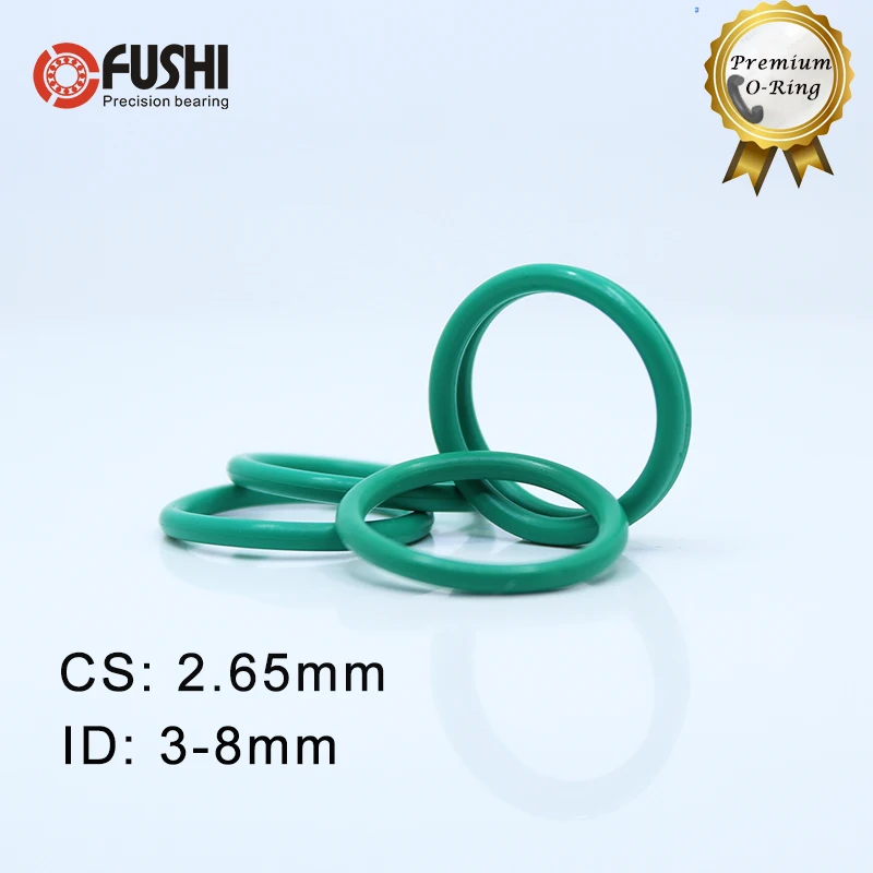CS2.65mm FKM резиновое уплотнительное кольцо ID: 3/4/5,3/6/7,1/7,5/8*2,65 мм 100 шт. колцеобразное уплотнение Фтор прокладка масляного уплотнения зеленый уплотнительное кольцо