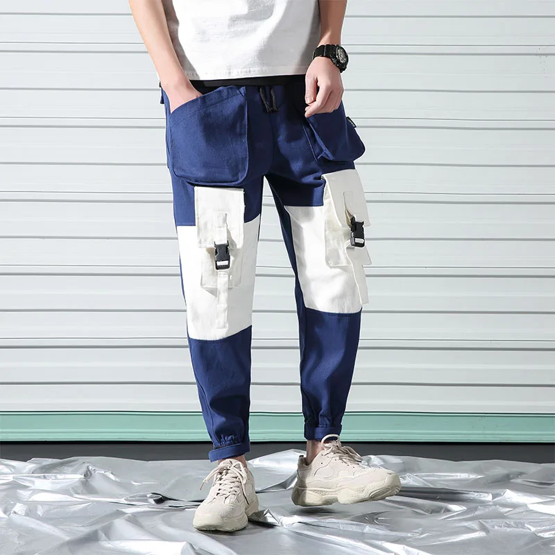 Мужские брюки карго в стиле хип хоп джоггеры с пряжкой и лентами ABZ380 2019|Узкие