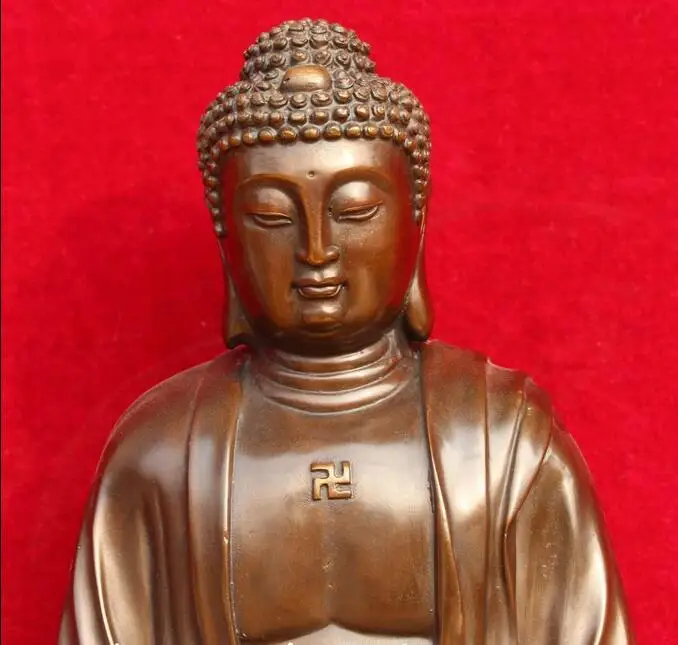 16&quot Old Chinese Pure Bronze Buddhsim Shakyamuni Sakyamuni Amitabha Buddha Statue | Дом и сад