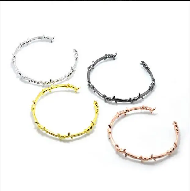 Мужской Открытый Браслет-манжета твист шипы проволока Pulsera титановая сталь геометрический браслет браслеты 16-20 см колючие украшения