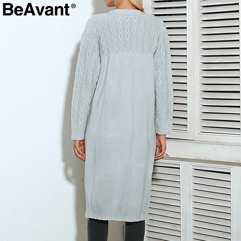 Женский трикотажный длинный кардиган BeAvant осенне-зимний свободный свитер |