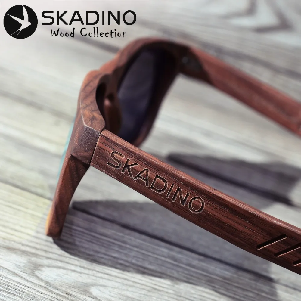 SKADINO UV400 поляризационные солнцезащитные очки из орехового дерева модные для