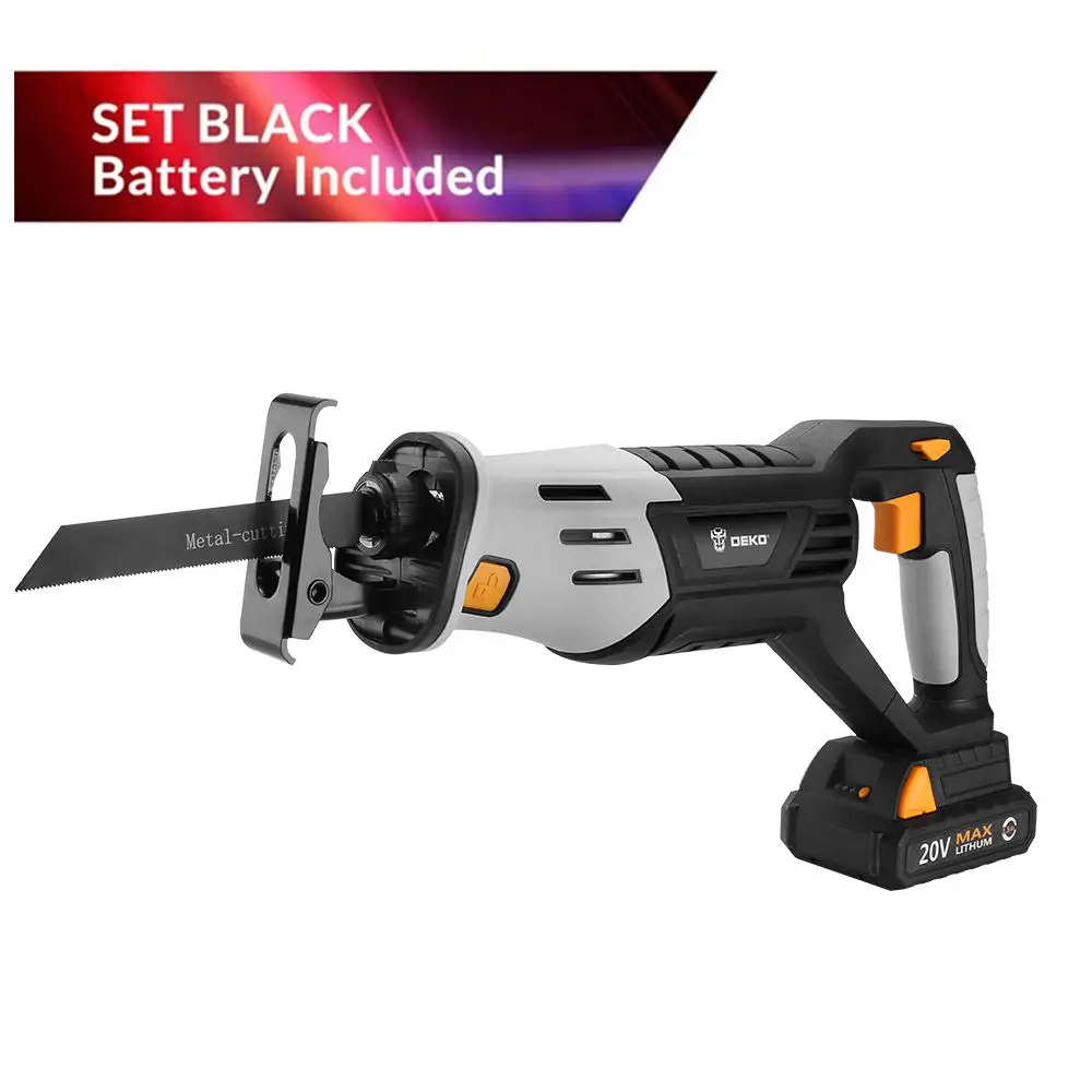 With battery DEKO QD6102A 20 в Беспроводная сабельная пила Регулируемая скорость электрическая пила с батареей и 4 лезвиями - Цвет: With battery