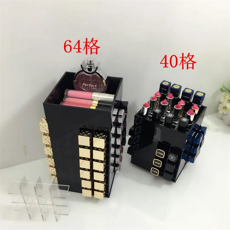 Акриловый прозрачный органайзер для макияжа вращающийся на 360 градусов 40 ячеек