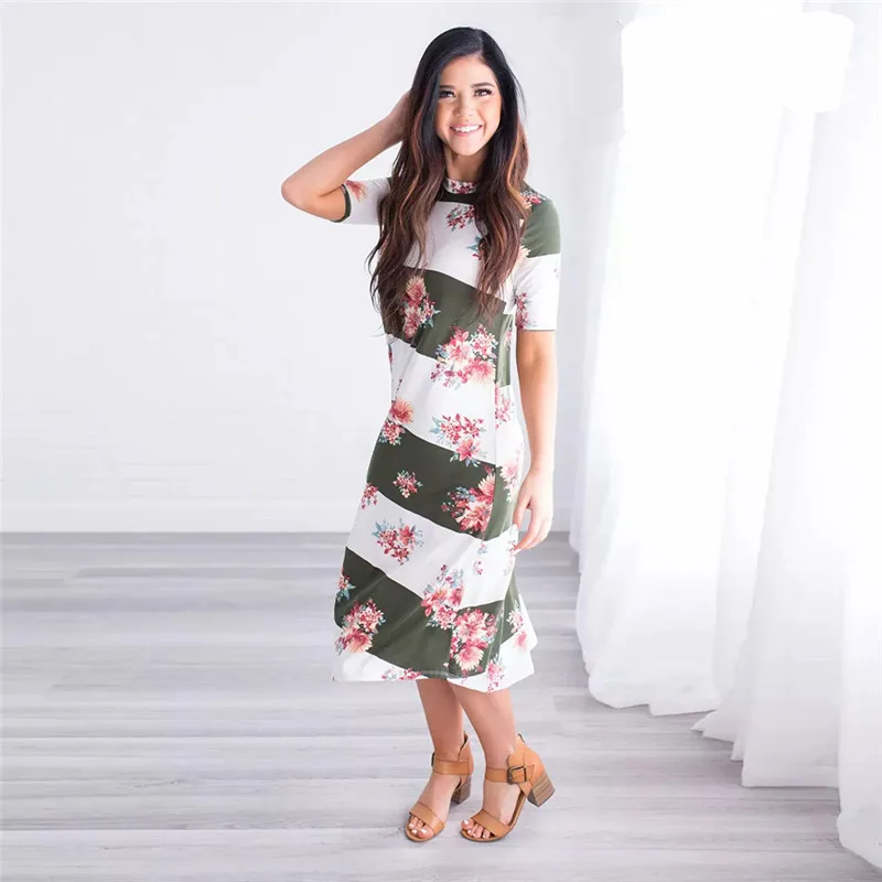 New women's summer hot sale fashion short-sleeved round neck flowers Large pendulum elegant dress high street long | Женская одежда