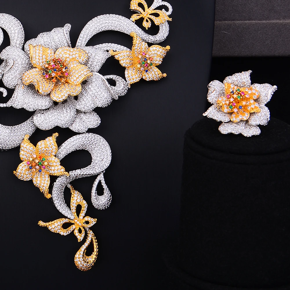 

SisCathy 4 PCS Necklace Bangle Earrings Ring Full Mini Cubic Zirconia Jewelry Sets Exclusive Handmade Luxury Women Jewelry Set