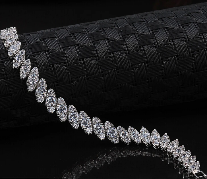 Прозрачный белый роскошный циркониевый браслет AAA с австрийскими кристаллами