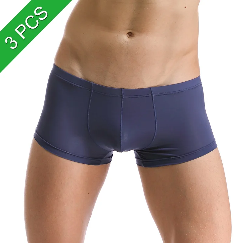 Прозрачное мужское сексуальное нижнее белье Ropa Interior Hombre Calzoncillos Marcas шелковые боксеры с низкой талией мужские бесшовные нейлоновые спандекс трусы - Цвет: Men Boxers Underwear