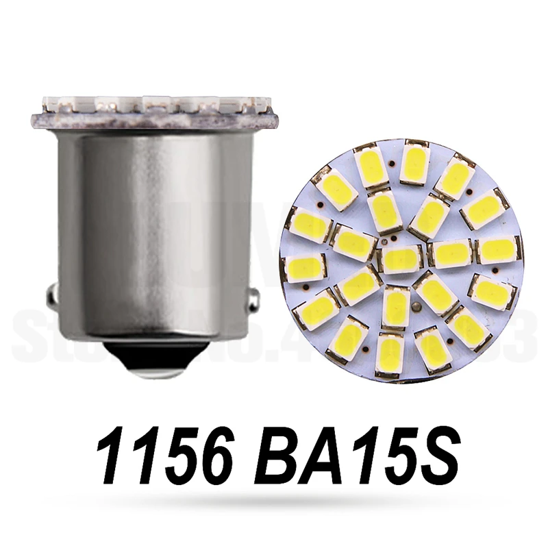 2x светодиодные фары автомобиля 1156 1157 BA15S P21W P21/5 Вт T20 W21W 7440 7443 W21/5 Вт BAY15d 1206 светодиодный авто лампы 22 SMD 12V 24V