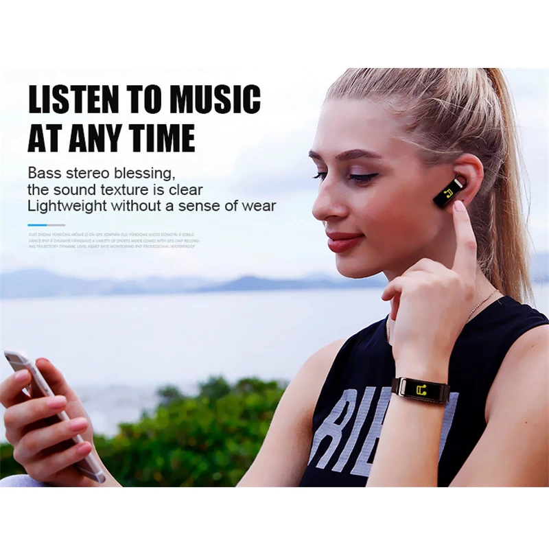 Bluetooth наушники, наушники, смарт-браслет, пульсометр, умные часы, умный браслет с говорящим браслетом, браслет с циферблатом, смарт-браслет