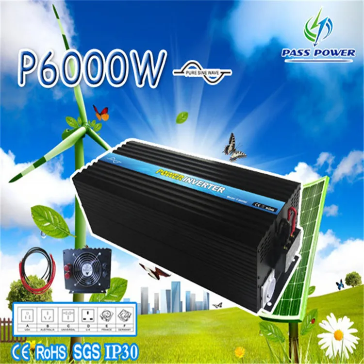 

CE&ROHS Approved, Off-Grid, DC12v -AC220v/230v/240v 6000W Solar Power Inverter with wireless remote, Pure Sine Wave