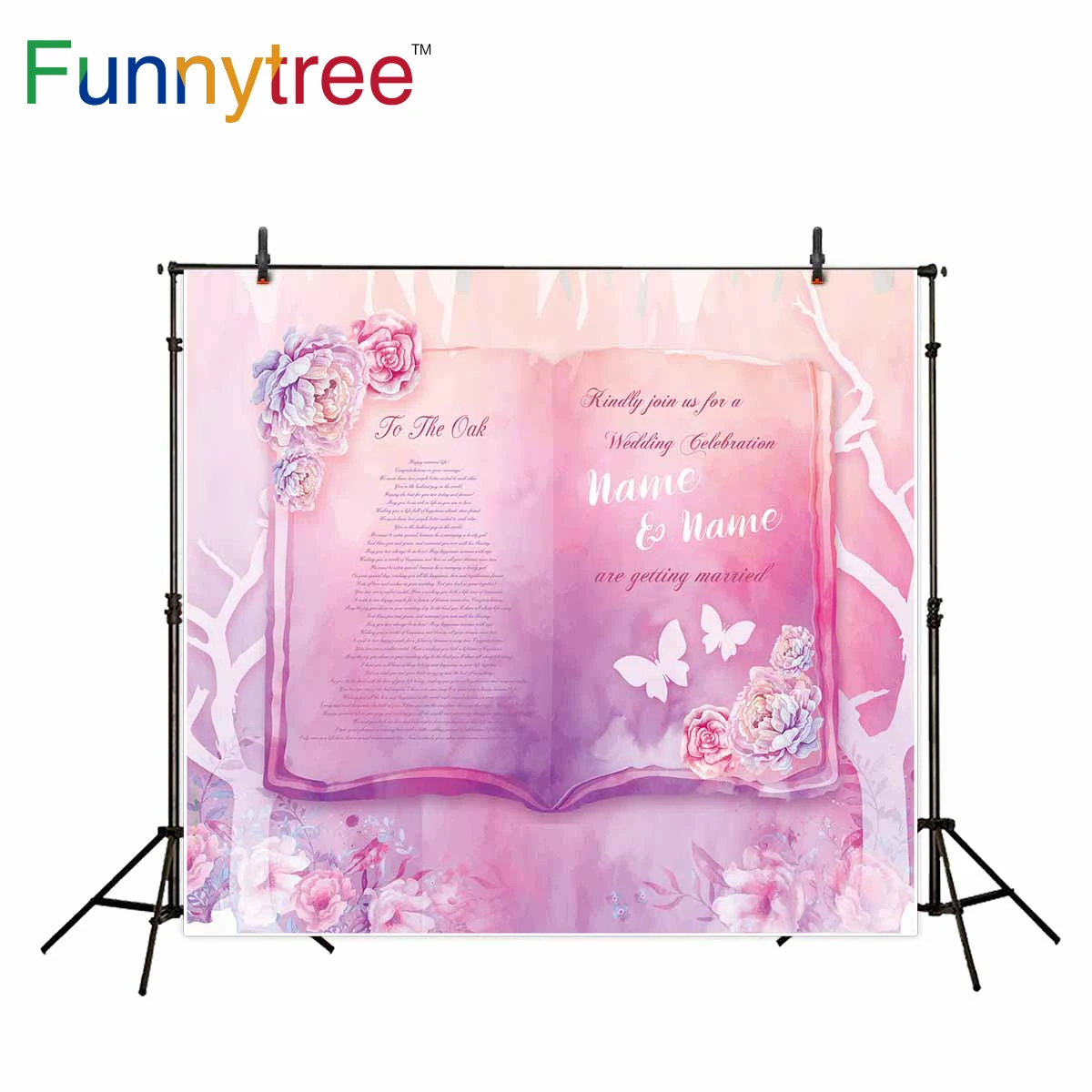 Фотофон Funnytree с розовыми цветами для фотосъемки свадьбы причастия Сказочная