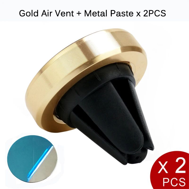 2PCS Gold Air Vent Магнитный автомобильный держатель для телефона в автомобиле, gps, на вентиляционное отверстие, на приборную панель, паста, магнитный держатель для телефона, подставка, автомобильное крепление, поддержка для iPhone, samsung - Цвет: 2PCS Gold Air Vent